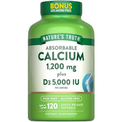 Nature's Truth Absorbable Calcium 1200 mg with Vitamin 120 Count (Pack of 1)