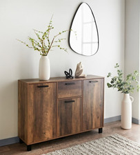 Tromso Large Sideboard Rustic Oak Effect Storage Cabinet Living Dining Room Area