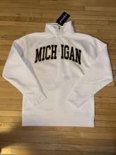 NWT ZooZats University Of Michigan Wolverines 1/4 Zip Sweatshirt White Sz Small