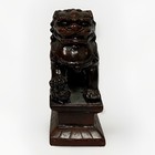 Vintage Chinese Foo Dog Guardian Lion Carved Wood Figurine Statue 4.25" Tall — photo 2