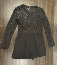 Adelyn Rae Black Long-Sleeve Lace Romper M NWT