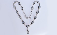 Natural Rainbow Moonstone Necklace Lariat 925 Sterling Silver Jewelry For Women