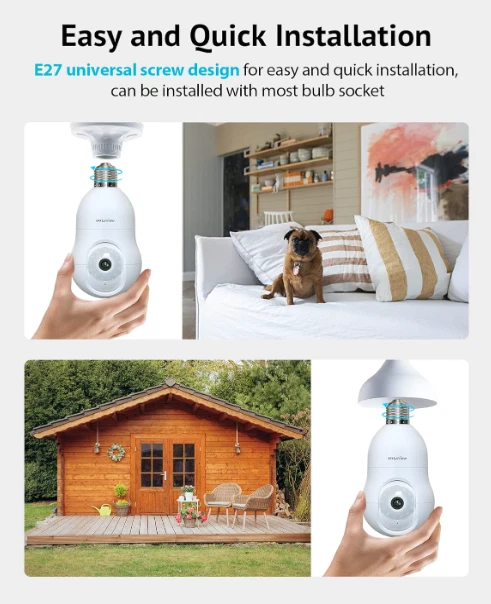 LAVIEW 5G 4MP Bulb Security Camera 2.4GHz, 360° 2K Security Cameras 2 Pack-WHITE - Image 4 of 4