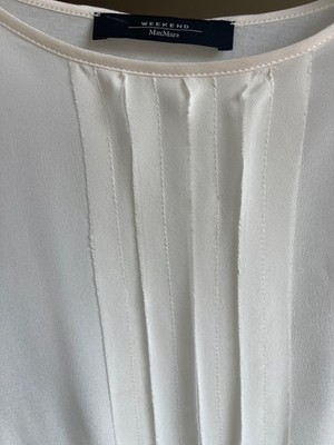 EUC Maxmara Weekend Large Silk Blouse Pleated Front Off White Free Ship