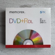 Memorex Double Layer DVD RDL 5 Pack 8 X 8.5 GB 240 Minutes NEW SEALED