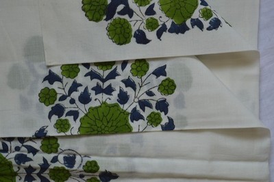NO TARRIF CHARGES 100% ZK_210 Hand Block Print Floral Fabric 10 Yard 100%Cotton*