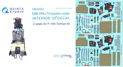 Quinta Studios 1/32 GRU-7A F-14 EJECTION SEATS 3D DECAL COLORED INTERIOR Tamiya
