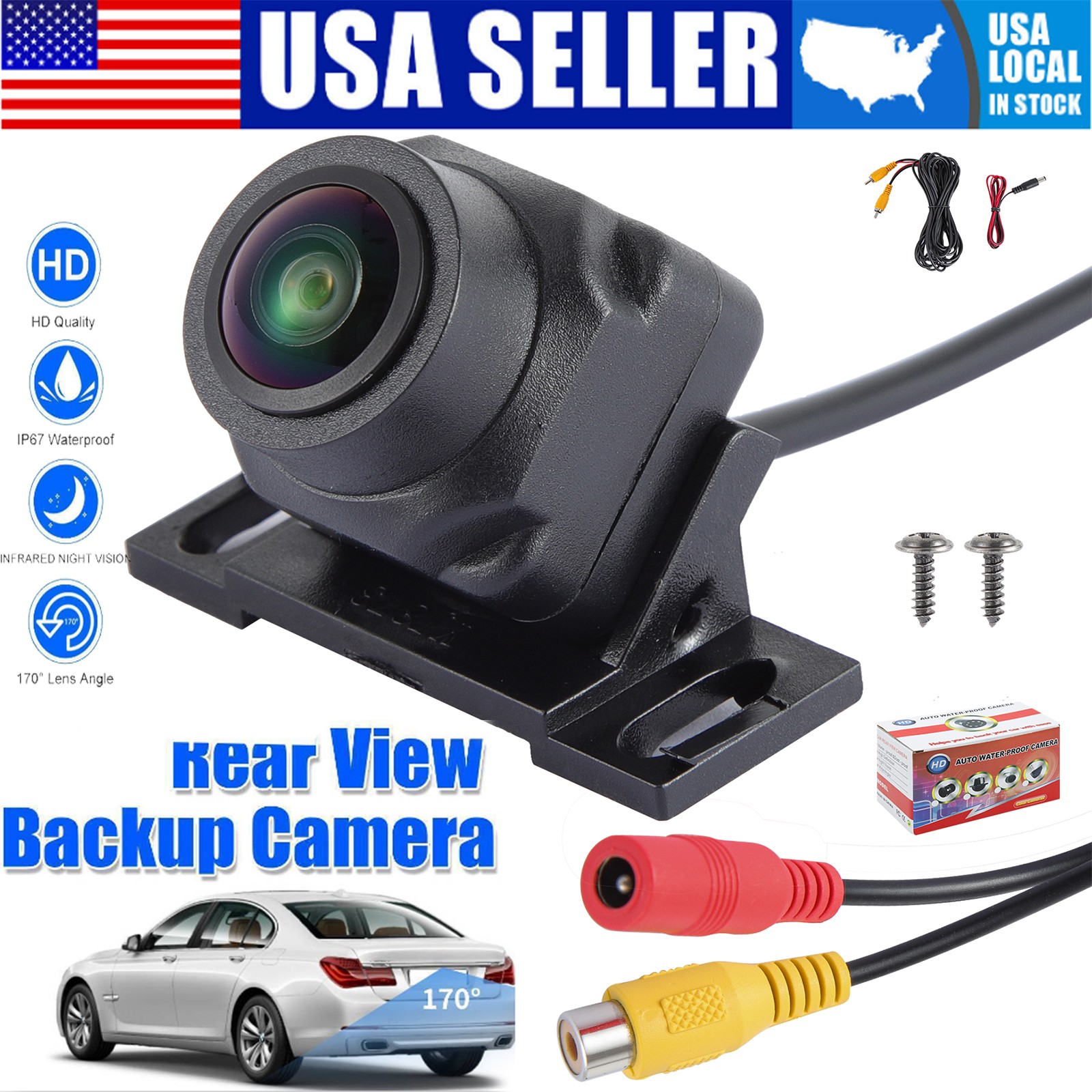 180° CMOS Car Rear View Backup Camera Reverse HD Waterproof Cam Kit Night Vision