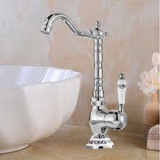 Polished Chrome Ceramic Base Kitchen Bathroom Faucet Swivel Mixer Tap hwzh034-6