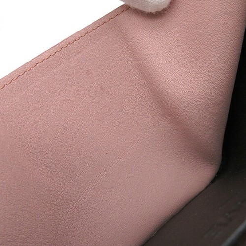 Loewe Loewe Tri-Fold Wallet Linen Leather Pink Gold Metal Fittings - Picture 10 of 14