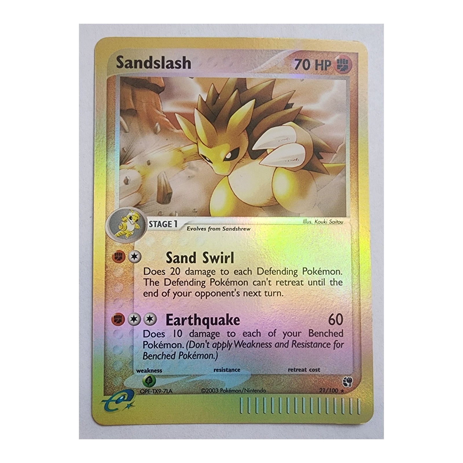 Pokemon TCG Sandslash EX Sandstorm 21/100 Rare Reverse Holo NM