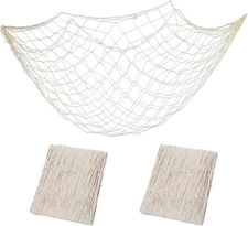 2 Pcs Fish Net Decorations, Ocean Themed Party Decor Beach, Nautical Wall Hangin