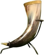Authentic Norse Drinking Horn Mug Medieval Viking Beer Tankard for Ale, Mead