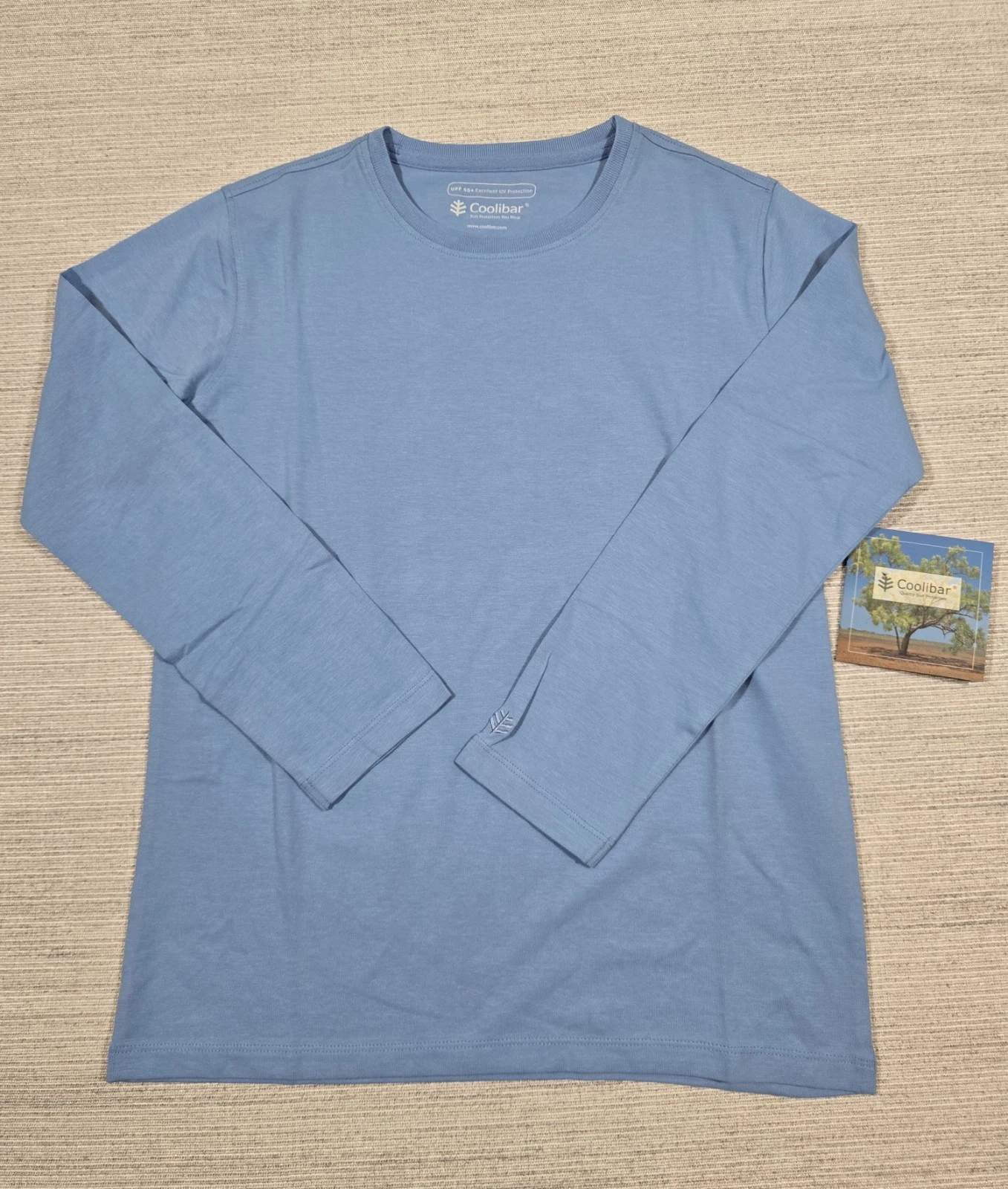 Coolibar Coco Plum Everyday Long Sleeve T-Shirt Kids Sz M (8) Blue UPF 50+