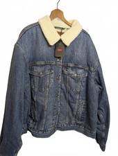 Levi's Premium Sherpa Trucker Jacket Womens 1X UK 14 16 Blue Denim BNWT