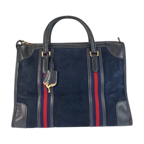 Gucci Suede Leather Handbag Women Blue One Size