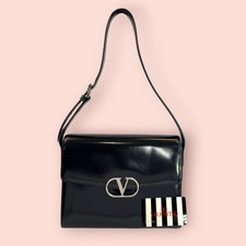 VALENTINO Y2K Vintage Les Sacs Patent Leather Small Shoulder Flap Bag V Logo