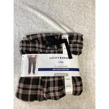 Lucky Brand Men Sleep Fleece Pants Plaid Cloud Soft Pajama Bottoms Black S 28-30