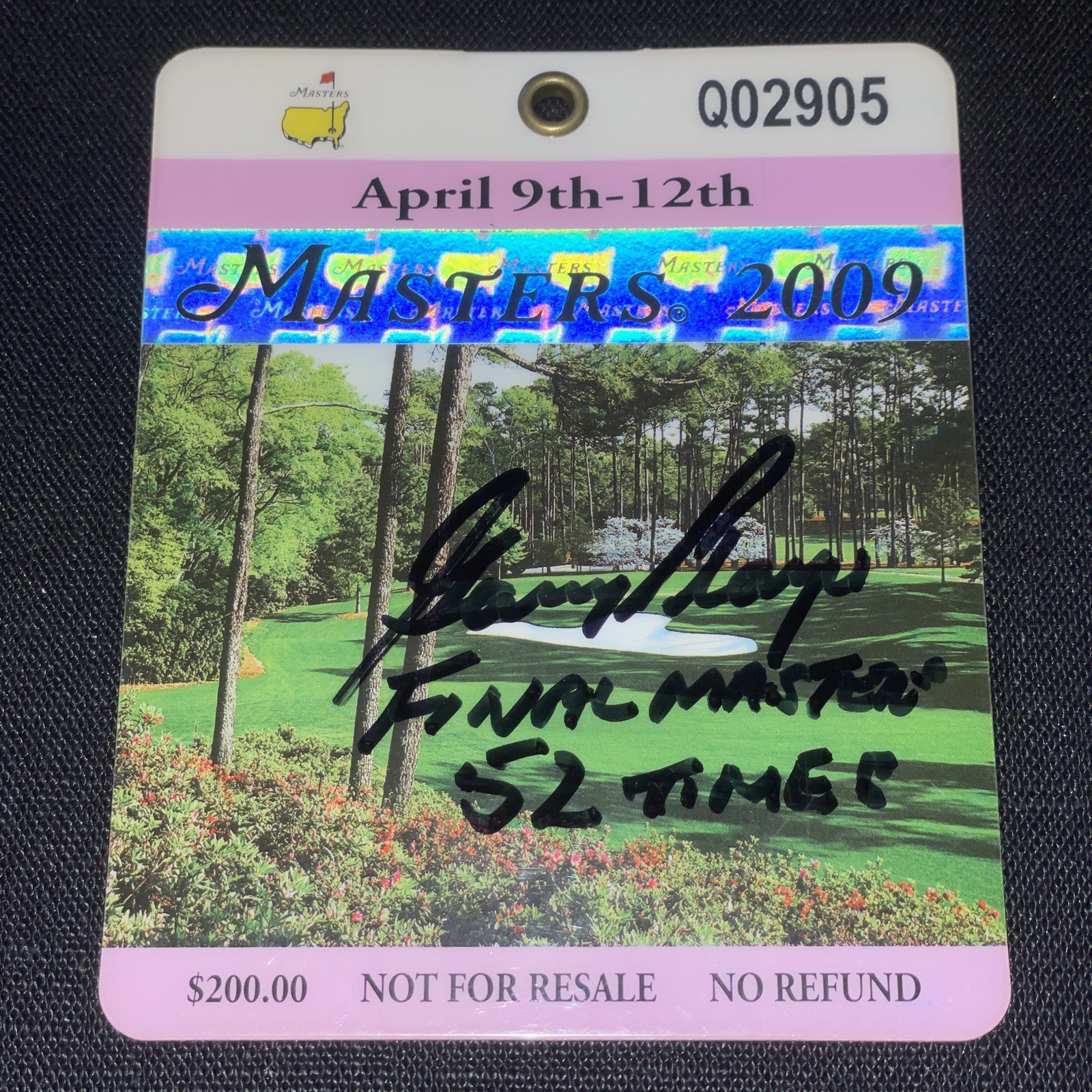Gary Player Autographed Signed 2009 Masters Badge Inscribed Golf Legend South Africa JSA COA 