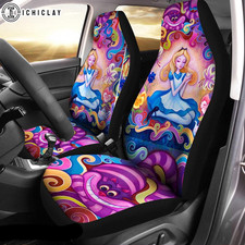 Alice And Cheshire Cat Flower Pattern Car Seat Covers Set Of 2