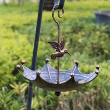 Antique Umbrella Bird Feeder Hanging Outdoor Garden Bird Bath Food Bowl Decor