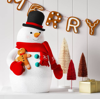 Wondershop 16.25'' Frosty Snowman Decor w Gingerbread Man Cookie Red Gloves Scarf