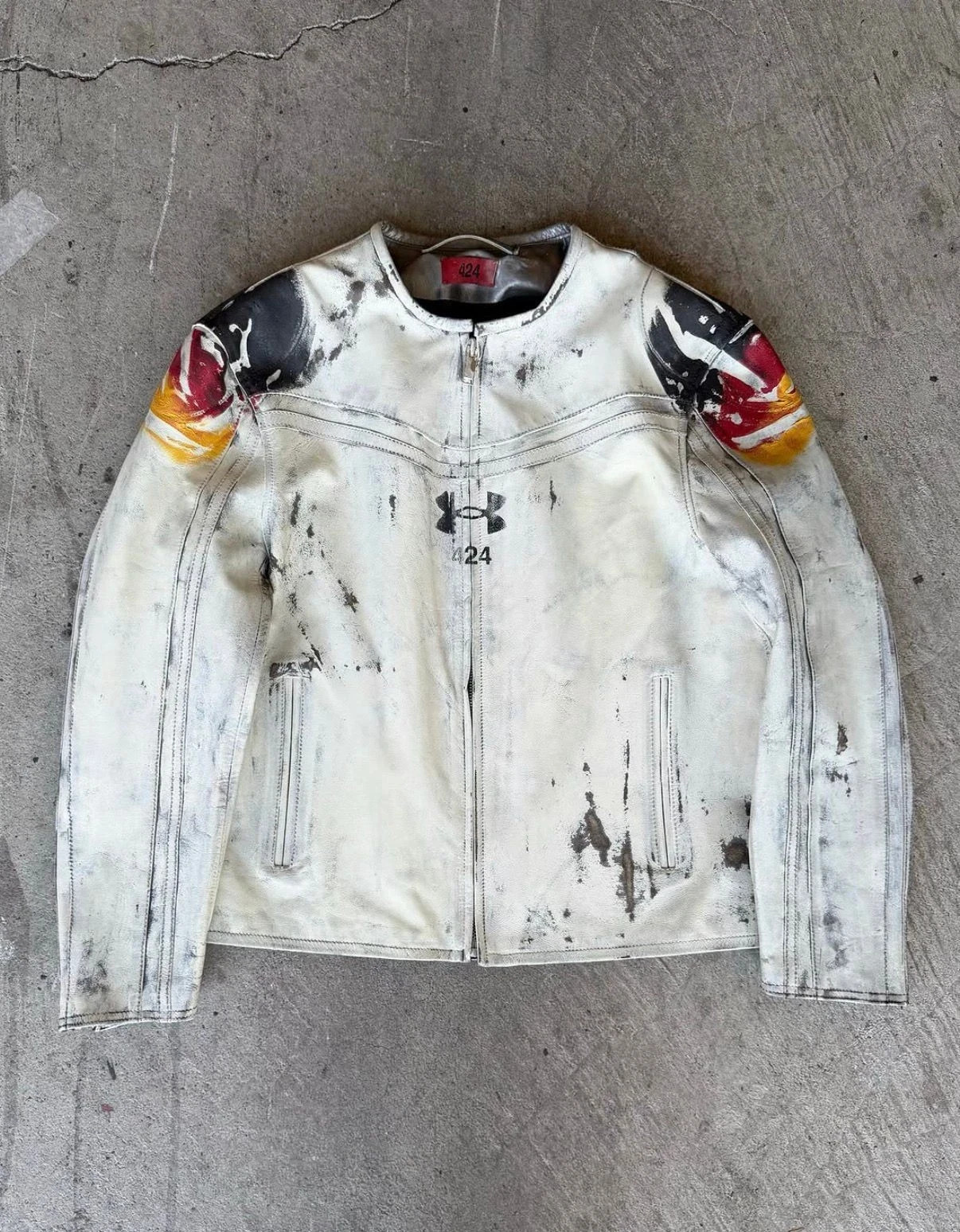 2026 World Cup Under Armour x 424 Distressed Leather Jacket for Men Women