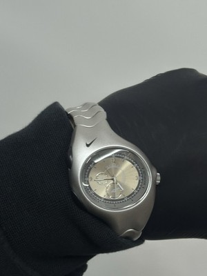 Vintage Nike Triax Metal Steel Watch Hype Y2K Avantgarde Retro
