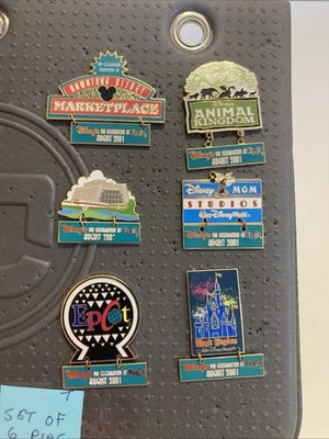 Set of 6 Disney Epcot Pin Celebration Countdown 2001 Dangle Pins DISNEY 