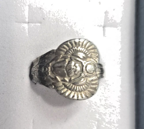 Vintage Egyptian Scarab Silver 6.6 Grams Spoon Ring Sz.7