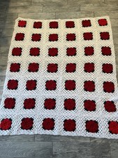 Granny Square Afghan Quilt Blanket 3D Rose Handmade Floral Vintage Cottage core