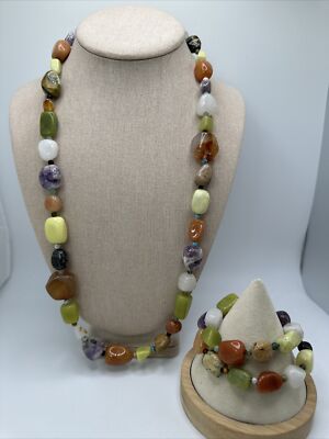Mine Finds By Jay King Multi Gemstone Necklace & Bracelet Set 925