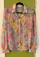 Olivaceous Floral Sheer Balloon Sleeve Blouse M Cottagecore Fairy Romantic Boho