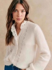 Sezane Women's Wool Blend Hand-hooked Lace Cardigan