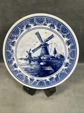 Delfts Blauw Delft blue Windmill collector's 7” plate Handpainted  NICE (ToteJ)