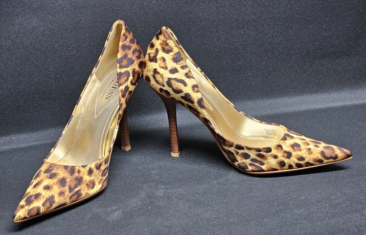 Stunning Rare Guess By Marciano Animal Print Court Shoes Heel Size