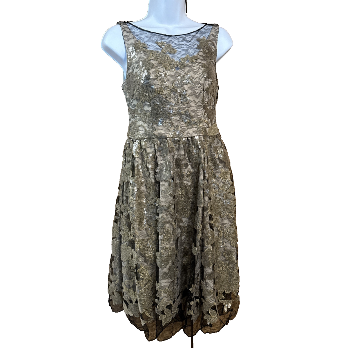 Vera wang Gold Sequin Dress Size 2 Lines Tan Black Lace Party | eBay Vera wang Gold Sequin Dress Size 2 Lines Tan Black Lace Party | eBay
