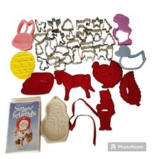 Lot cookie cutters aluminum plastic Christmas...