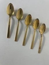 Oneida Northland Gold Electroplate TEASPOONS Flatware Set Of 5