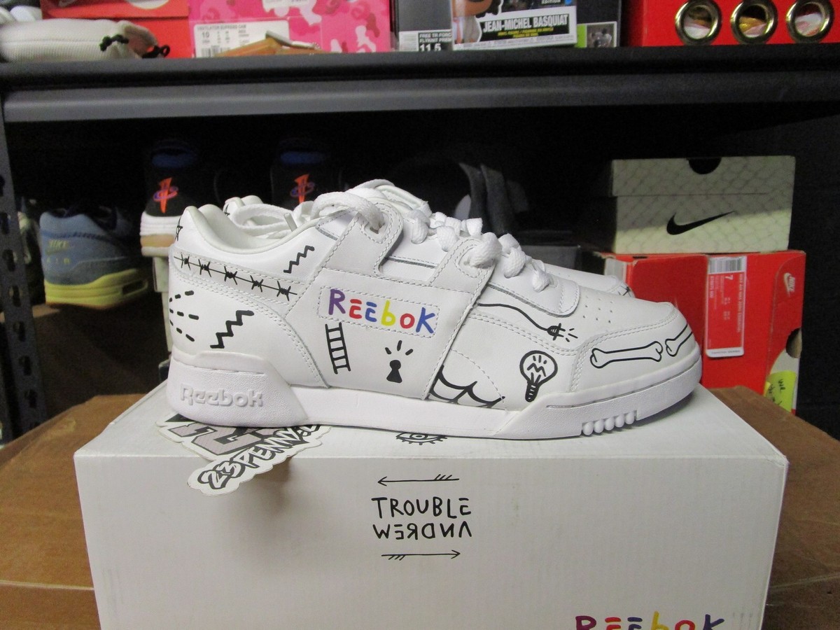 靴 Reebok WORKOUT PLUS MU Trouble Andrew SALE TROUBLE ANDREW x REEBOK CLASSIC WORKOUT PLUS 3AM CN5896 WHITE