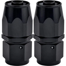 2Pcs Straight Swivel Hose End Fitting Adaptor AN6 6AN For Oil Fuel Line Black