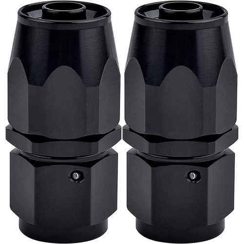 2Pcs AN10 -10AN Straight Swivel Hose End Fitting Adaptor For Oil Fuel Line Black