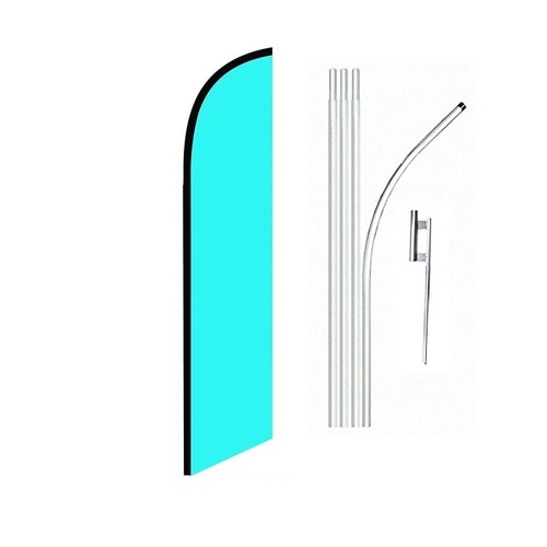Solid Light Blue Swooper Flutter Feather Flag | 3ft W x 11.5ft Tall - Foto 2 di 3