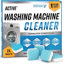 Washing Machine Cleaner Descaler 24 Pack - Deep Cleaning Tablets For HE Front Lo