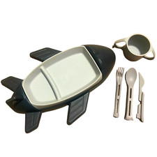 Little Sadi Airplane Kids Dinnerware Set, Toddler Plate, Baby Dish
