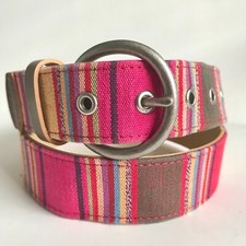 Vintage Guatemalan Mayan Cotton Belt Womens Size S/M Colorful Pink Stripe Tribal