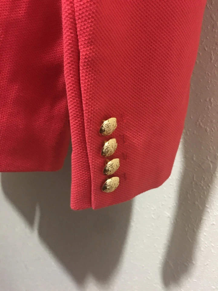 Chaqueta Blazer Ralph Lauren Texturizada Tejido Algodón Rojo Dorado Botones Talla L Nueva Foto 3 de 4