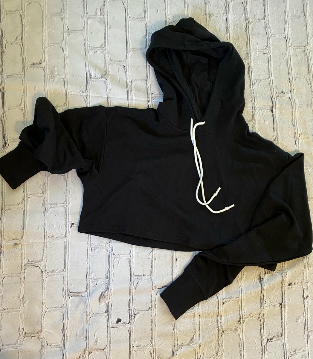 plain black crop top hoodie