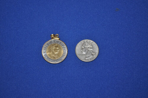 1999 Pope John Paul II Vatican City 500 Lire Coin In 14k Gold Frame Pendant - Picture 5 of 7