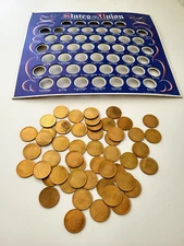 Vintage 1969 STATES OF THE UNION Shell Oil 50 Solid Bronze Collectors Coin Set